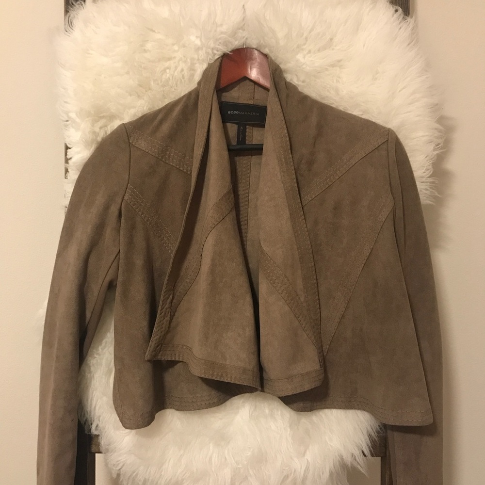 BCBG faux suede crop jacket size XXS.